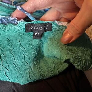 Komarov Tropical Cocktail Dress, Blue and Green, Size XL